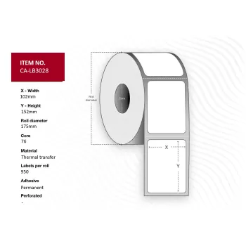 Printeretiket Capture CA-LB3028 wit rol 950 etiketten