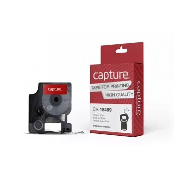 Capture CA-18489 labeltape, 19 mm x 3,5 m, zwart op wit