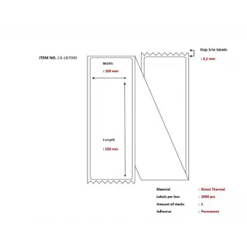 Capture thermische verzendetiketten 105 x 220 mm CA-LB7000 – direct thermische etiketten voor verzending