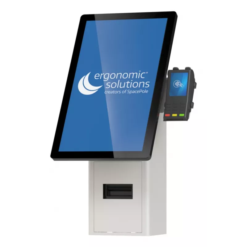 Wandgemonteerde selfservice-kioskhouder ergonomic solutions SPK402-02 — wandhouder voor selfserviceterminals