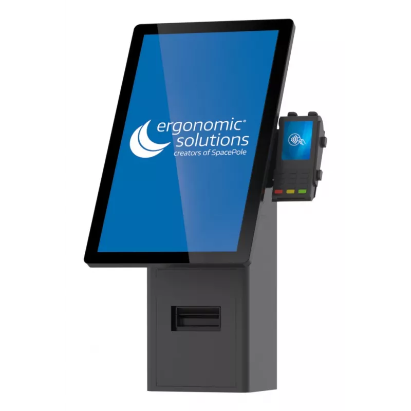 Wandgemonteerde selfservice-kioskhouder ergonomic solutions SPK402-02 — wandhouder voor selfserviceterminals