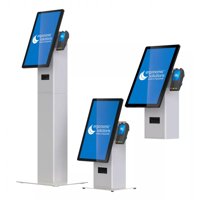 Wandgemonteerde selfservice-kioskhouder ergonomic solutions SPK402-02 — wandhouder voor selfserviceterminals