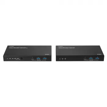 Netwerkzender & -ontvanger Lindy 100m Cat.6A 2 host USB 3.2 Gen 1 & HDMI 4K60