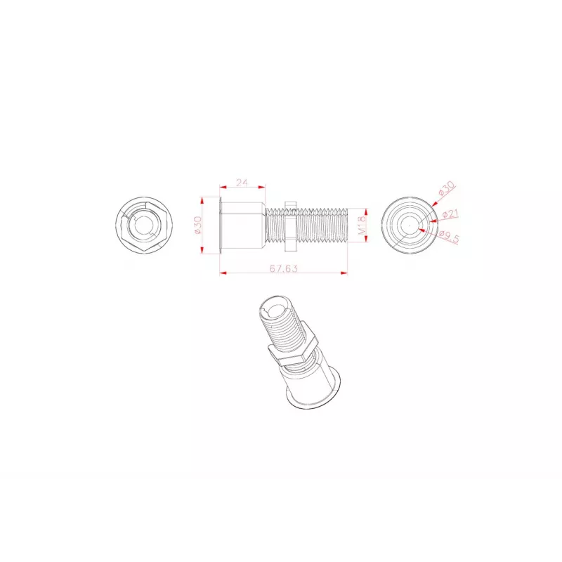 VivoLink VLDG24L-B bureaubladkabeldoorvoer, zwart, groot, tot 55 mm