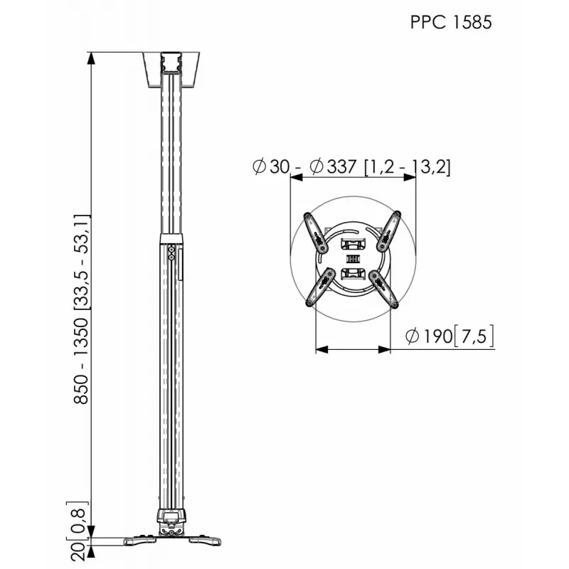 Projector-plafondbeugel Vogel's PPC 1585 zilver