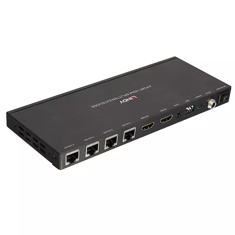 Zender & ontvanger Lindy 70m Cat.6 4-poorts HDMI 4K30 en IR splitter extender met loop out