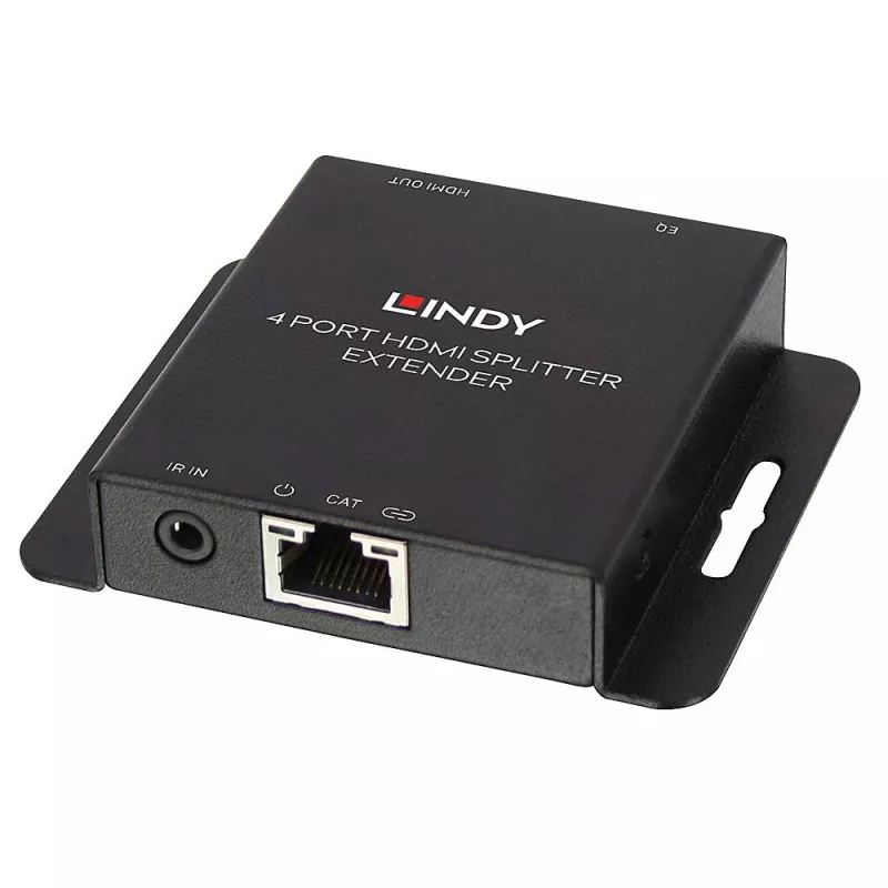 Zender & ontvanger Lindy 70m Cat.6 4-poorts HDMI 4K30 en IR splitter extender met loop out