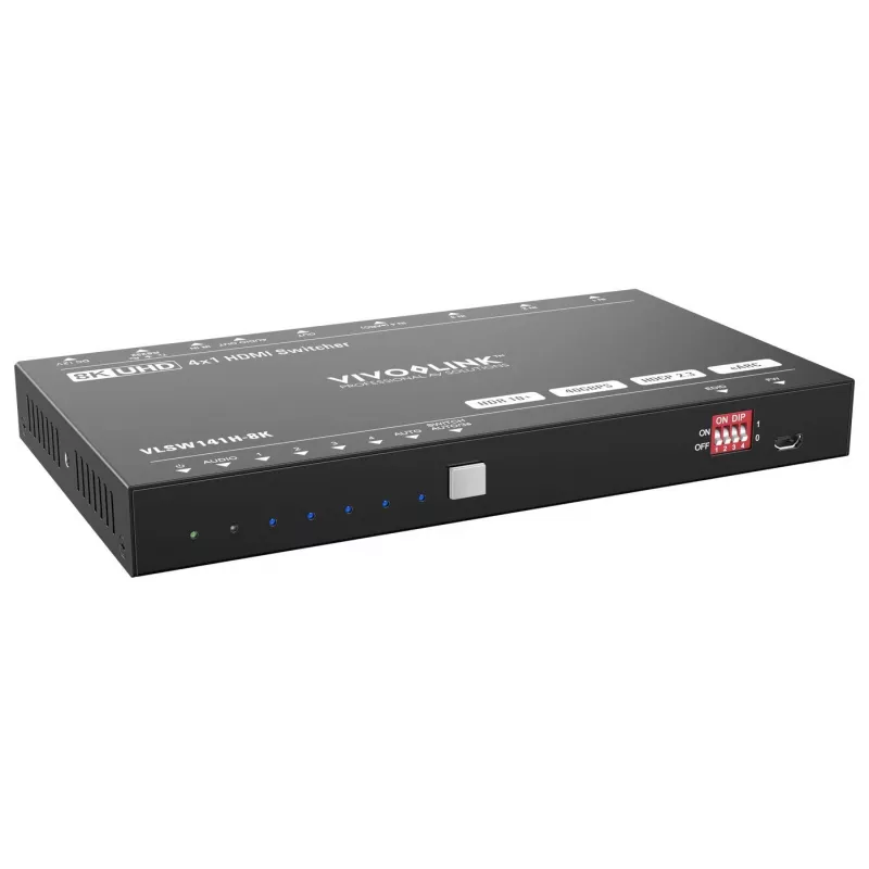 HDMI-switcher VivoLink VLSW141H-8K 4x1 — 8K@60Hz ingangsselector voor vier HDMI-bronnen