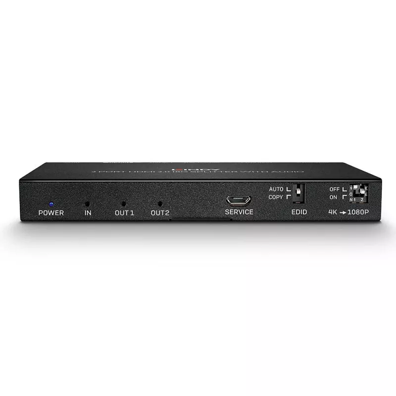 HDMI-splitter Lindy 2-poorts HDMI 18G splitter met audio en downscaling