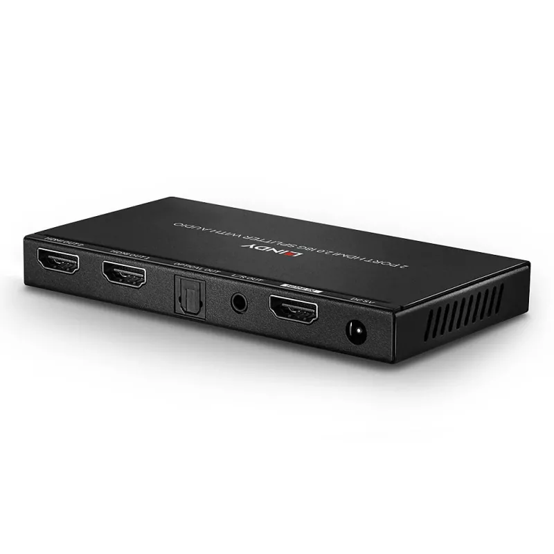 HDMI-splitter Lindy 2-poorts HDMI 18G splitter met audio en downscaling