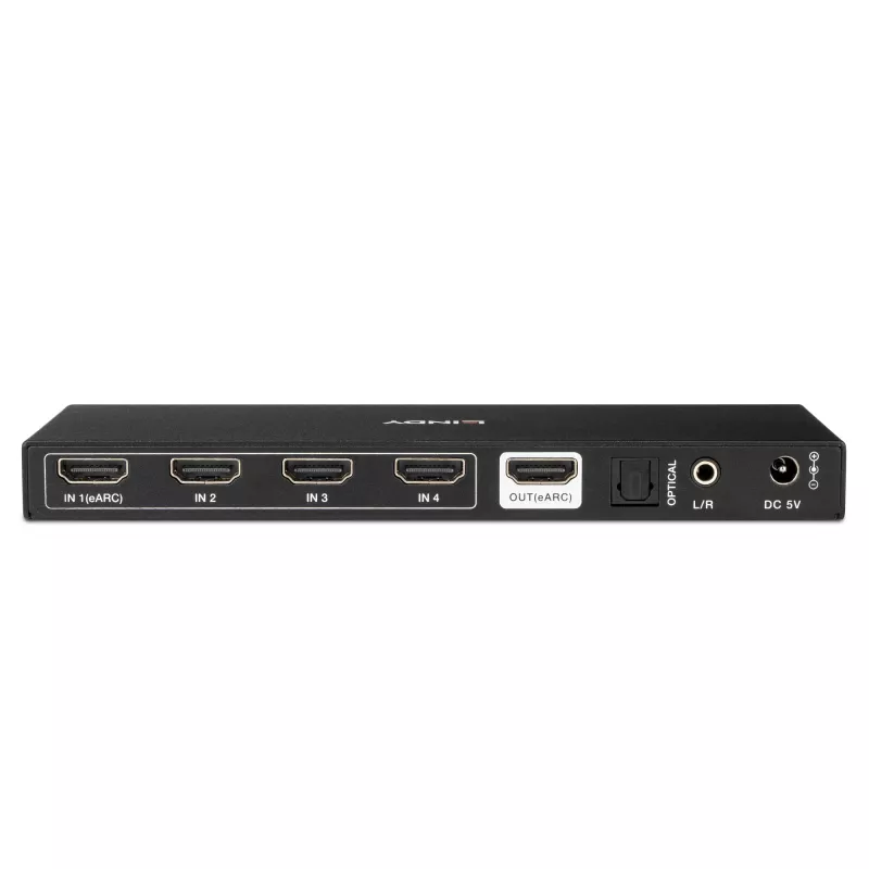 Lindy 4-poorts HDMI 8K60-schakelaar met eARC HDMI USB A USB C