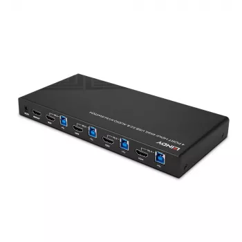 Lindy 4-poorts HDMI 4K60, USB 3.0 en audio KVM-switch