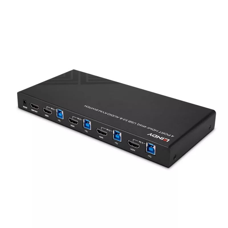 Lindy 4-poorts HDMI 4K60, USB 3.0 en audio KVM-switch