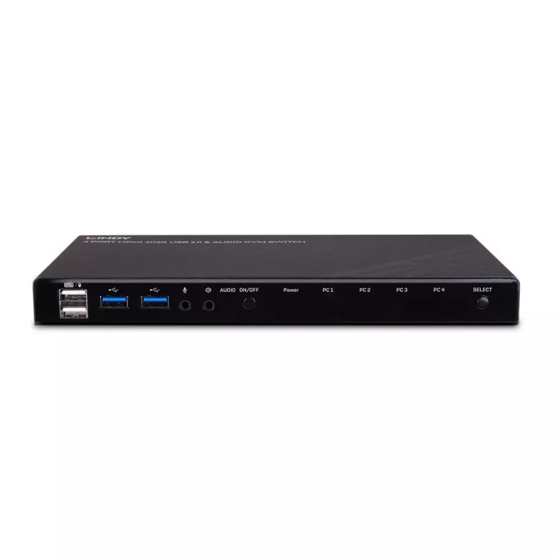 Lindy 4-poorts HDMI 4K60, USB 3.0 en audio KVM-switch