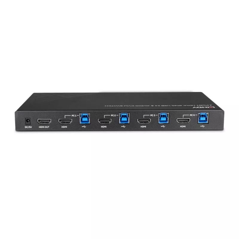 Lindy 4-poorts HDMI 4K60, USB 3.0 en audio KVM-switch