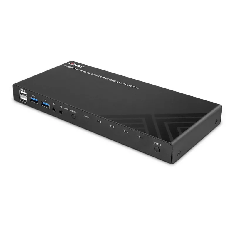 Lindy 4-poorts HDMI 4K60, USB 3.0 en audio KVM-switch