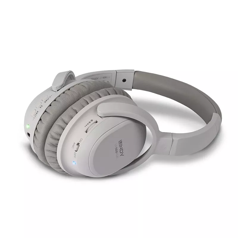 Lindy LH500XW headset bedraad & draadloos hoofdbeugel gesprekken/muziek Micro-USB Bluetooth grijs