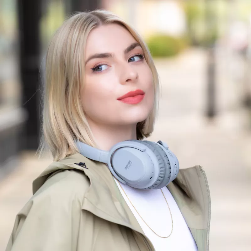 Lindy LH500XW headset bedraad & draadloos hoofdbeugel gesprekken/muziek Micro-USB Bluetooth grijs