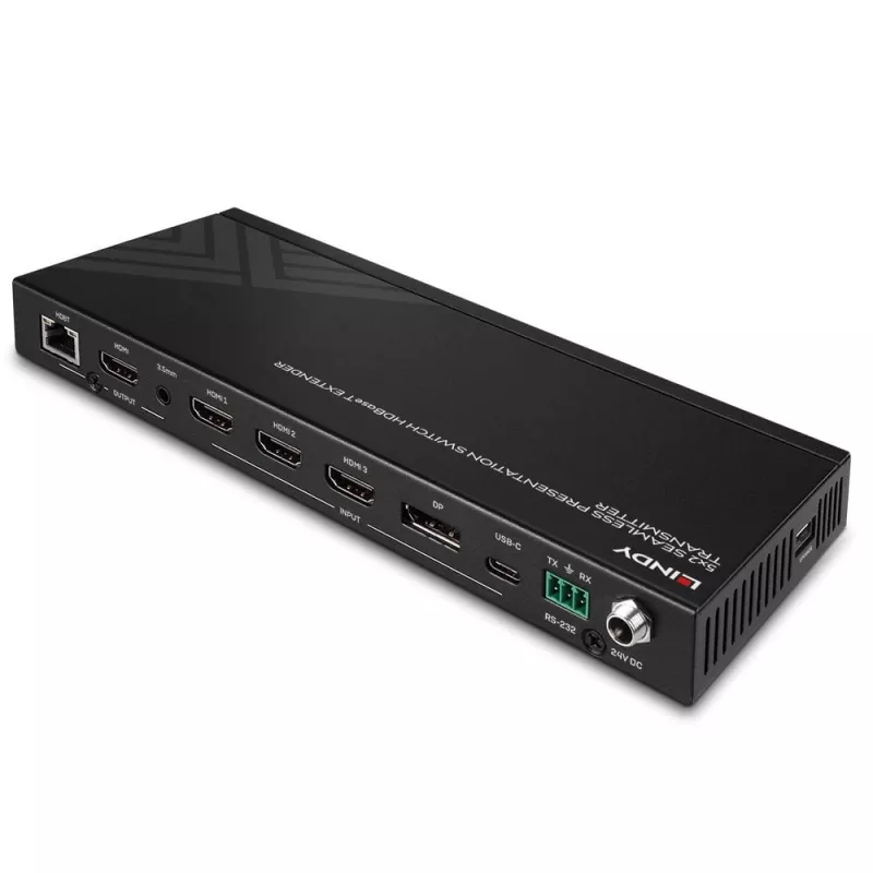 AV-transmitter Lindy 5-poorts seamless presentation switch HDBaseT-extender 3840 x 2160 pixel