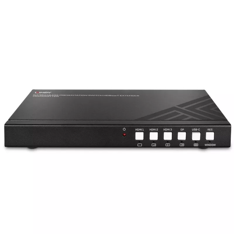 AV-transmitter Lindy 5-poorts seamless presentation switch HDBaseT-extender 3840 x 2160 pixel