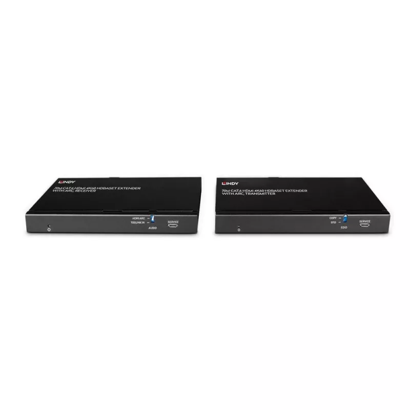 Lindy 70m Cat.6 HDMI 4K60, audio, IR en RS-232 HDBaseT-extender met ARC