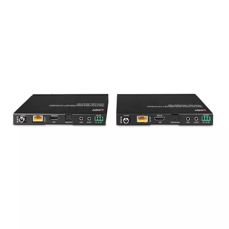 Lindy 70m Cat.6 HDMI 4K60, audio, IR en RS-232 HDBaseT-extender met ARC