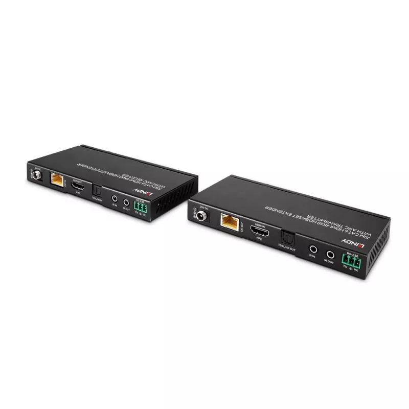 Lindy 70m Cat.6 HDMI 4K60, audio, IR en RS-232 HDBaseT-extender met ARC