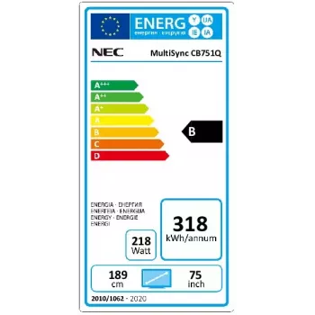 NEC CB751Q interactief flatscreen 190,5 cm (75 inch) LED 350 cd/m² 4K Ultra HD zwart touchscreen 12/7