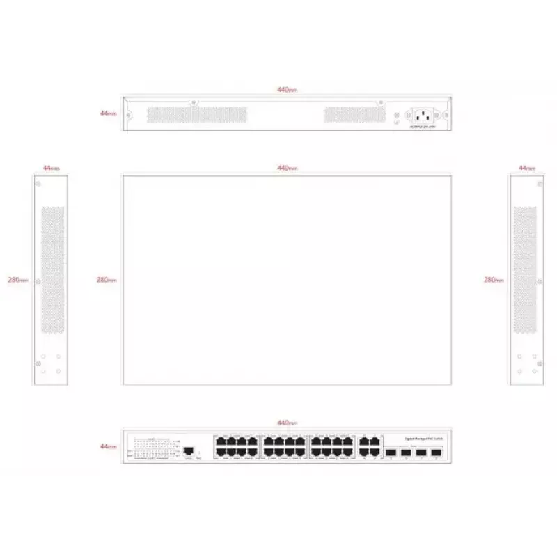 Netwerkswitch Ernitec ELECTRA-M224-1GB-370W 24 poorten 1GB