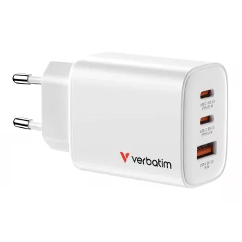 Verbatim Essentials GaN oplader 65W EU-stekker wit, binnen, AC, 20 V, wit