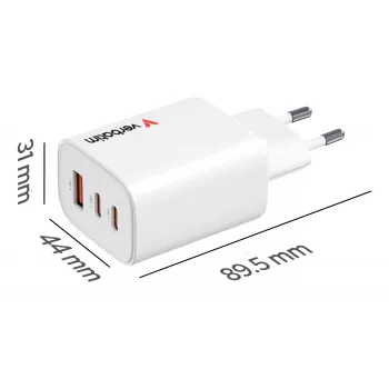 Verbatim Essentials GaN oplader 65W EU-stekker wit, binnen, AC, 20 V, wit