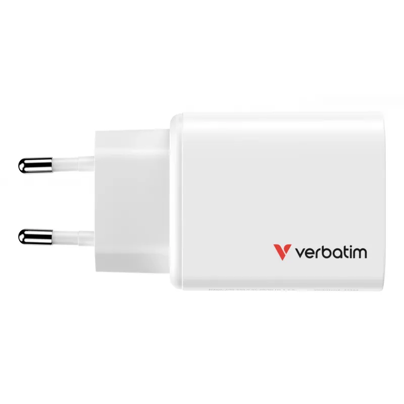 Verbatim Essentials GaN oplader 65W EU-stekker wit, binnen, AC, 20 V, wit