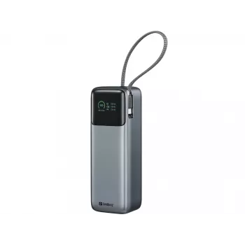 Sandberg 421-31 All-in1 Powerbank 27000 PD 240W powerbank, 27000 mAh, 5/9/12/15/20/28 V, ingebouwde USB-C-kabel, display