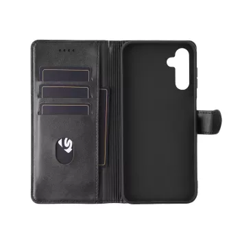 Wallet Cover eSTUFF WALES A56 zwart — telefoonportemonneehoesje, zwart, materiaalhoes