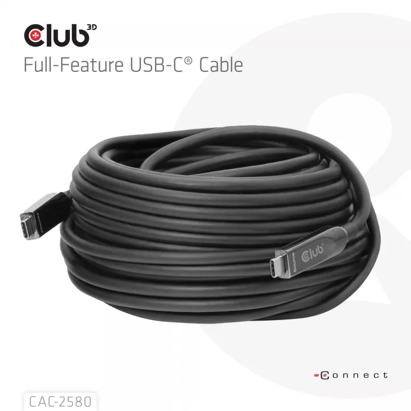 CLUB3D 15M USB-C®-kabel met alle functies / 49,21ft 8K60Hz 10Gbps 60W
