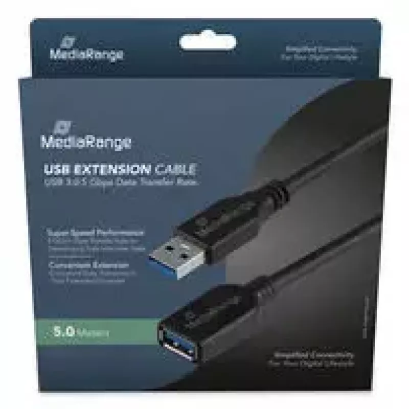 USB-A-naar-USB-A-kabel MediaRange MRCS241 USB 3.2 Gen 1 (5 Gbit/s) 5 m zwart