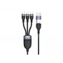 Conceptronic ETTA06B15C 3-in-1 100 W snellaadkabel 1,5 m, drievoudig USB-C, USB 2.0, E-Mark