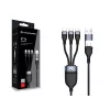 Conceptronic ETTA06B15C 3-in-1 100 W snellaadkabel 1,5 m, drievoudig USB-C, USB 2.0, E-Mark