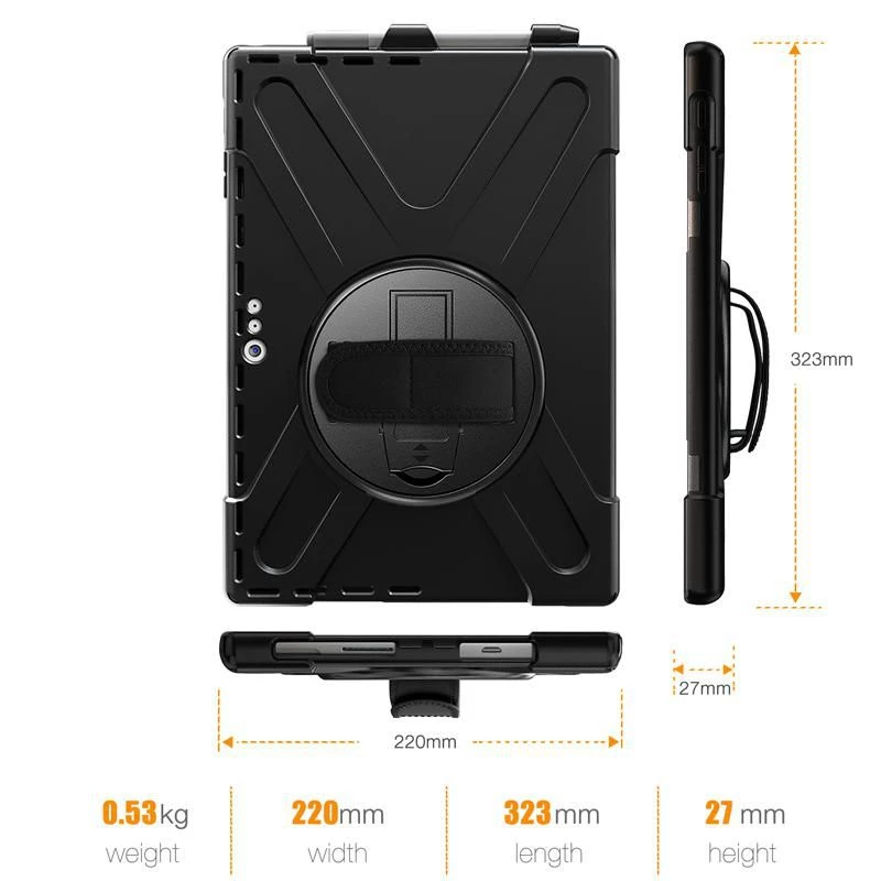 Hoes eSTUFF AUSTIN Defender Case voor Microsoft Surface Pro 7+/7/6/5/4 zwart