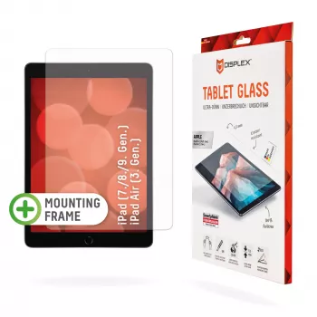 Displex Tablet Glass (9H) voor Apple iPad (7e/8e/9e gen.)/Air (3e gen.), Eco-montageframe, onbreekbaar, ultradun, onzichtbaar