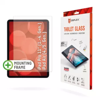 Displex Tablet Glass (9H) voor Apple iPad Pro 11'' (1e/2e/3e/4e gen.)/Air (4e/5e gen.), Eco-montageframe, onbreekbaar, ultraplat, onzichtbaar