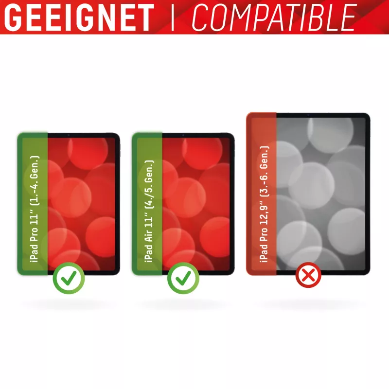 Displex Tablet Glass (9H) voor Apple iPad Pro 11'' (1e/2e/3e/4e gen.)/Air (4e/5e gen.), Eco-montageframe, onbreekbaar, ultraplat, onzichtbaar