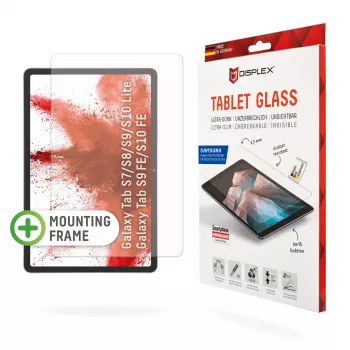 Displex Tablet Glass (9H) voor Samsung Galaxy Tab S7/S8/S9/S9 FE/S10 FE/S10 Lite, Eco-montageframe, onbreekbaar