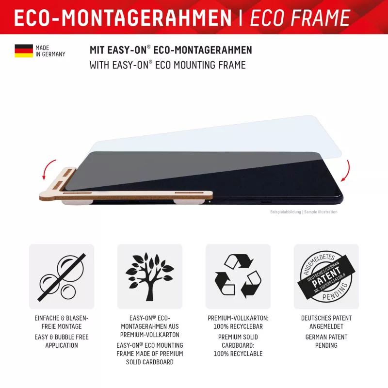 Displex Tablet Glass (9H) voor Samsung Galaxy Tab S7/S8/S9/S9 FE/S10 FE/S10 Lite, Eco-montageframe, onbreekbaar