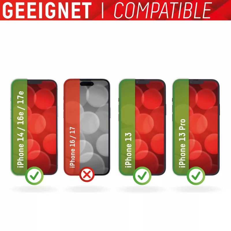 Displex Smart Glass (9H) voor Apple iPhone 13/13 Pro/14/16e/17e, montagesticker, onbreekbaar