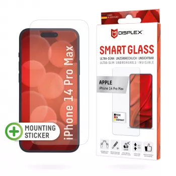 Displex Smart Glass (9H) voor Apple iPhone 14 Pro Max, montagesticker, onbreekbaar, ultradun, onzichtbaar