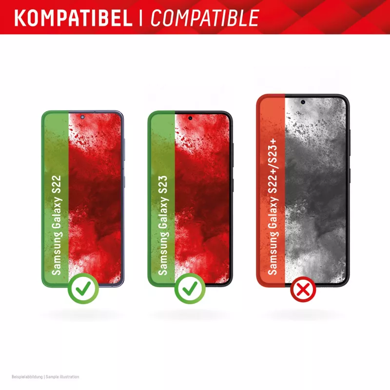 Displex displayschermfolie (10H) voor Samsung Galaxy S22/S23, Eco-montageframe, krasbestendig