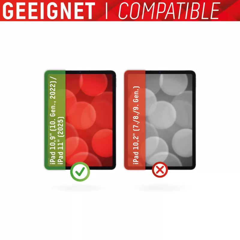 Displex Tablet Glass (9H) voor Apple iPad 10,9 inch (10e gen., 2022)/11 inch (2025), Eco-montageframe, onbreekbaar