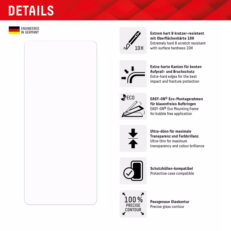 Displex displayschermglas (10H) voor Samsung Galaxy A54 5G, Eco-montageframe, krasbestendig