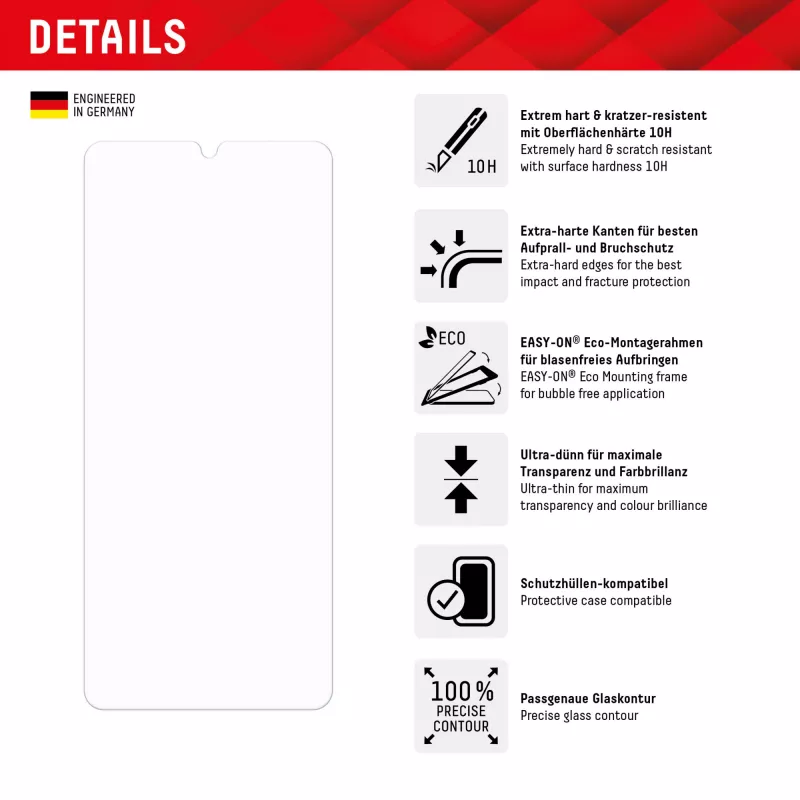 Displex displayschermfolie (10H) voor Samsung Galaxy A34, Eco-montageframe, krasbestendig
